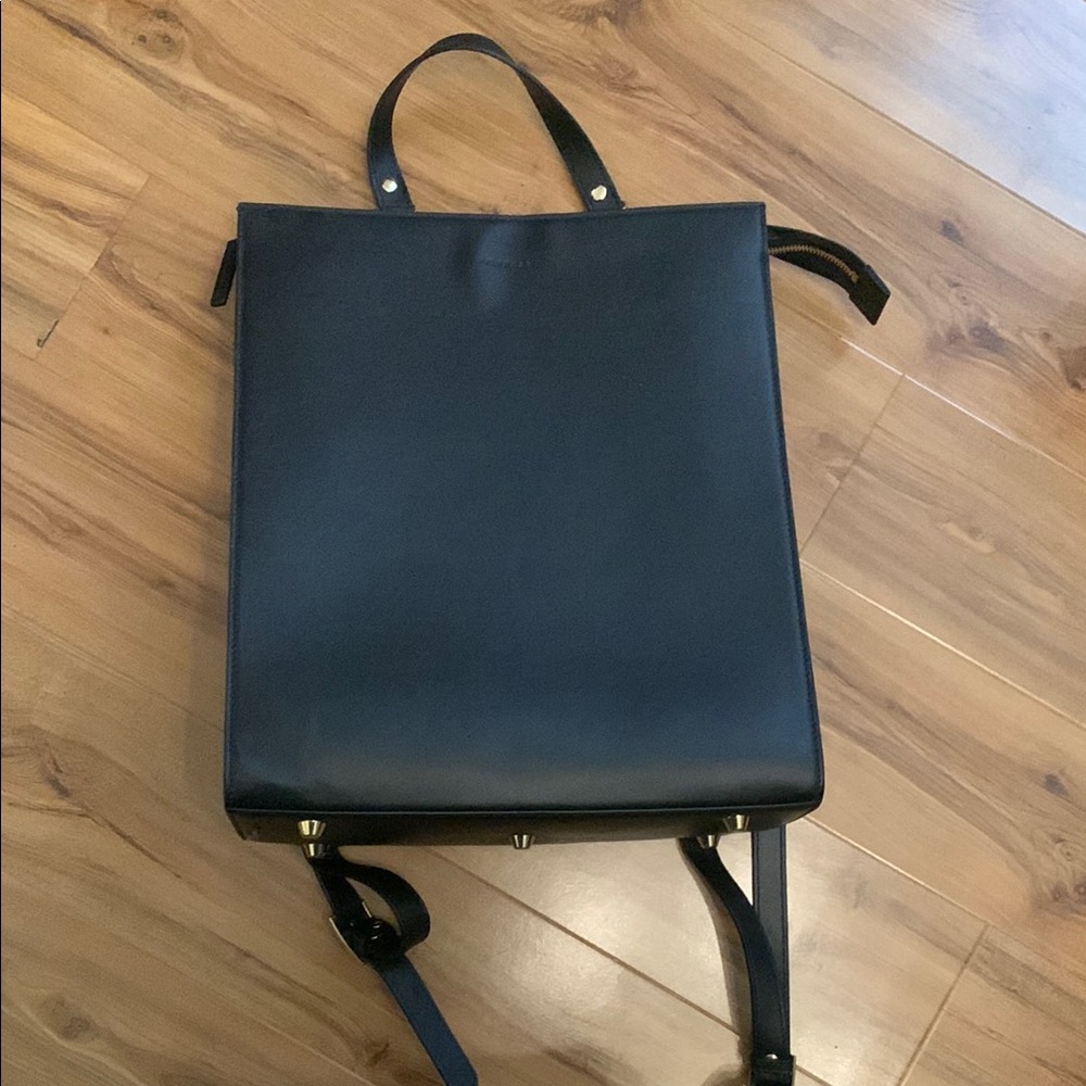 Haerfest Black Leather Backpack Minimalist Design